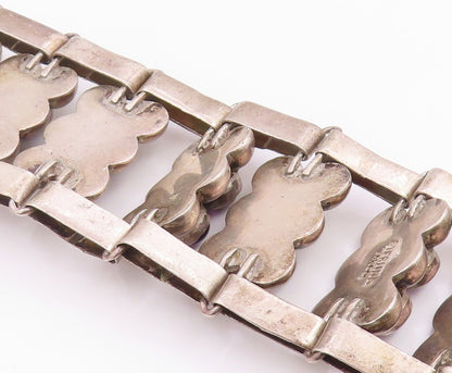 925 Sterling Silver Vintage Bracelet TAXCO Cabochon Amethyst Bead Link  BT12077