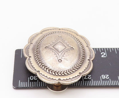 SOUTHWESTERN 925 Sterling Silver Vintage Etched Arrow Oval Floral Concho TR3320