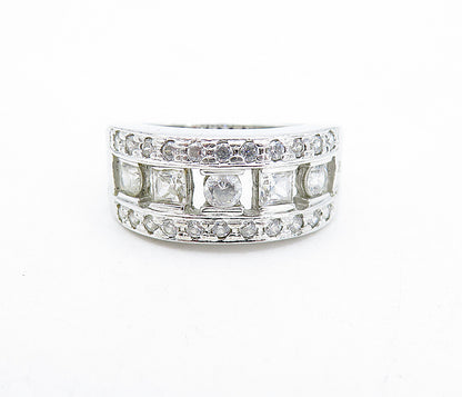 925 Sterling Silver Multi Shape Cubic Zirconia Shiny Band Ring Sz 8 RG5073