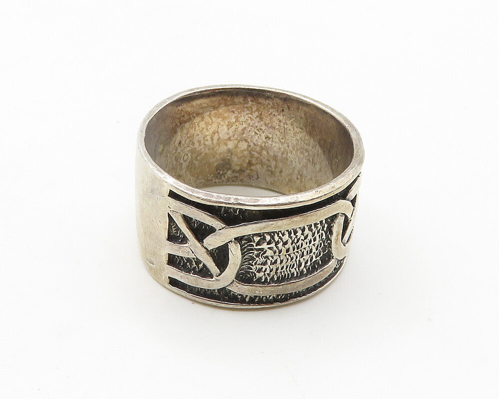 925 Sterling Silver  Vintage Celtic Knot Oxidized Band Ring Sz 10  RG19050