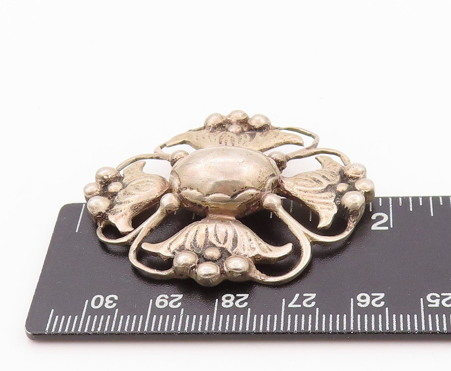 925 Sterling Silver Vintage Brooch Antique Cutout Floral Design  BP11588