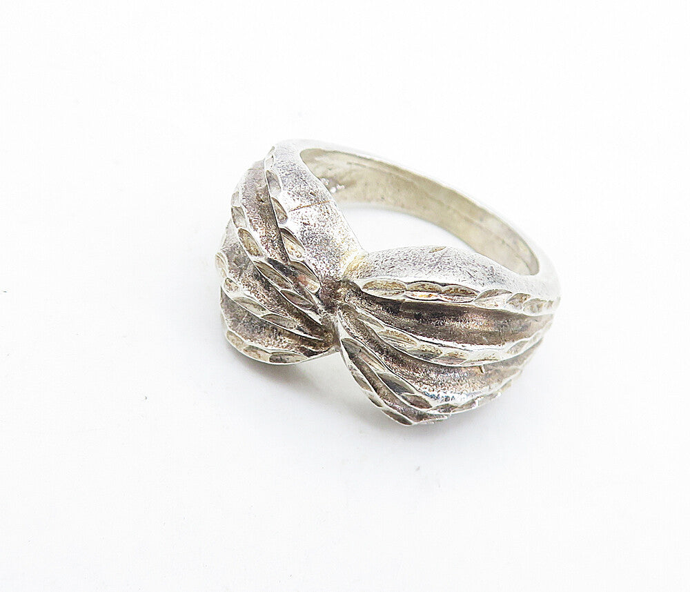925 Sterling Silver  Vintage Dark Tone Bow Tie Designed Band Ring Sz 7  RG6255