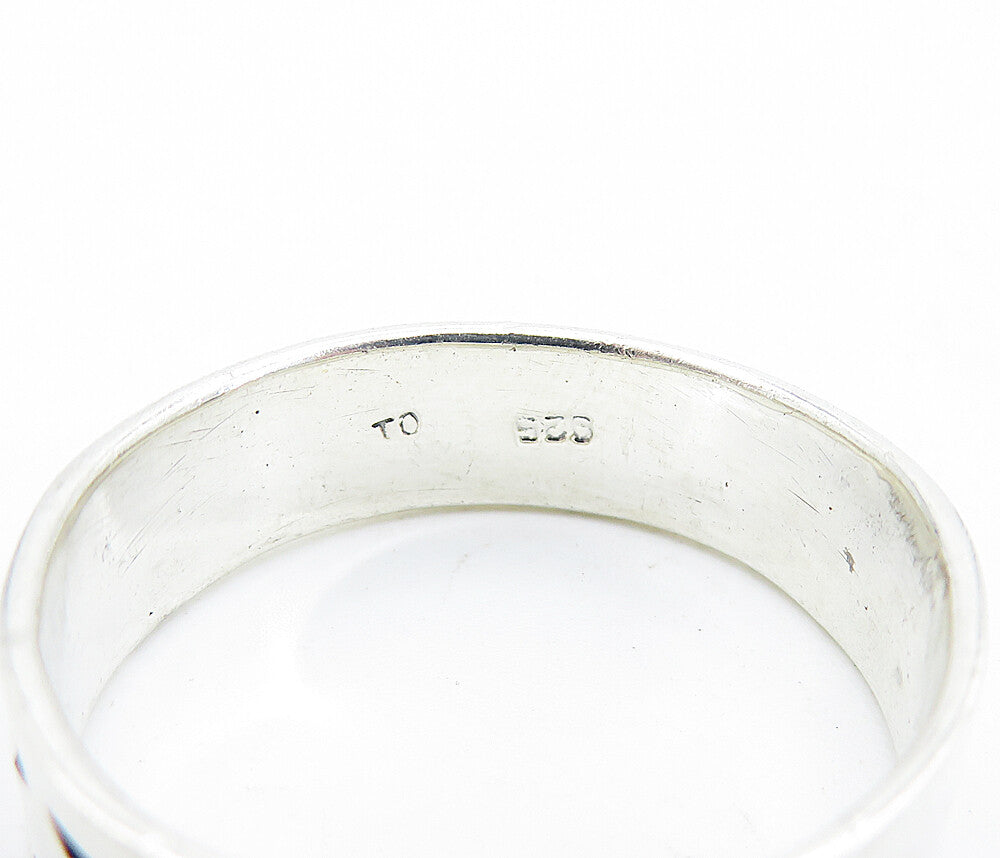 925 Sterling Silver  Vintage Shiny Arrow Detail Band Ring Sz 12.5  RG7315