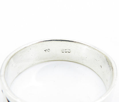 925 Sterling Silver  Vintage Shiny Arrow Detail Band Ring Sz 12.5  RG7315