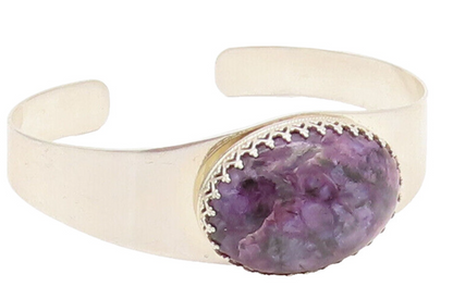 DTR JAY KING 925 Silver  Vintage Minimalist Charoite Cuff Bracelet  BT10009