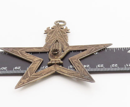 925 Sterling Silver Vintage Pendant Antique Hand In Five Pointed Star  PT26203