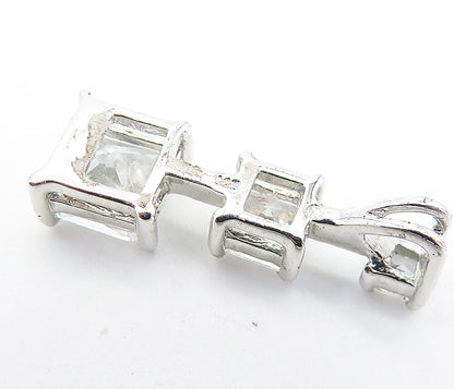925 Sterling Silver  Shiny Cubic Zirconia Graduating Vertical Pendant  PT5055