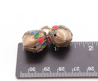 925 Sterling Silver Vintage Pendant Enameled Chinese Lucky Bell JINGLES  PT25148