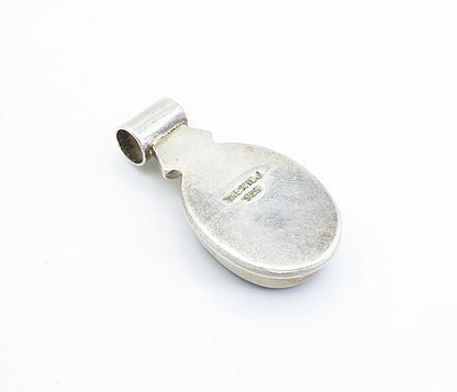 MEXICO 925 Sterling Silver  Vintage Tiger's Eye Oval Slide Pendant  PT4888
