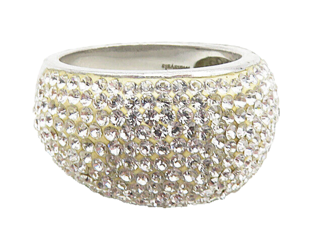 MALAYSIA 925 Sterling Silver  Sparkling Topaz Encrusted Band Ring Sz 8  RG8941