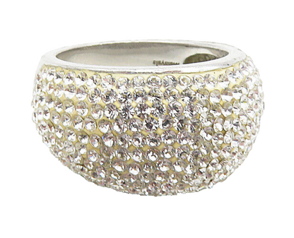 MALAYSIA 925 Sterling Silver  Sparkling Topaz Encrusted Band Ring Sz 8  RG8941