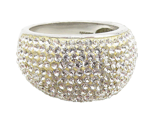 MALAYSIA 925 Sterling Silver  Sparkling Topaz Encrusted Band Ring Sz 8  RG8941