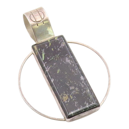 925 Sterling Silver Vintage Pendant DTR JAY KING Black Opal Circle Bar  PT26040