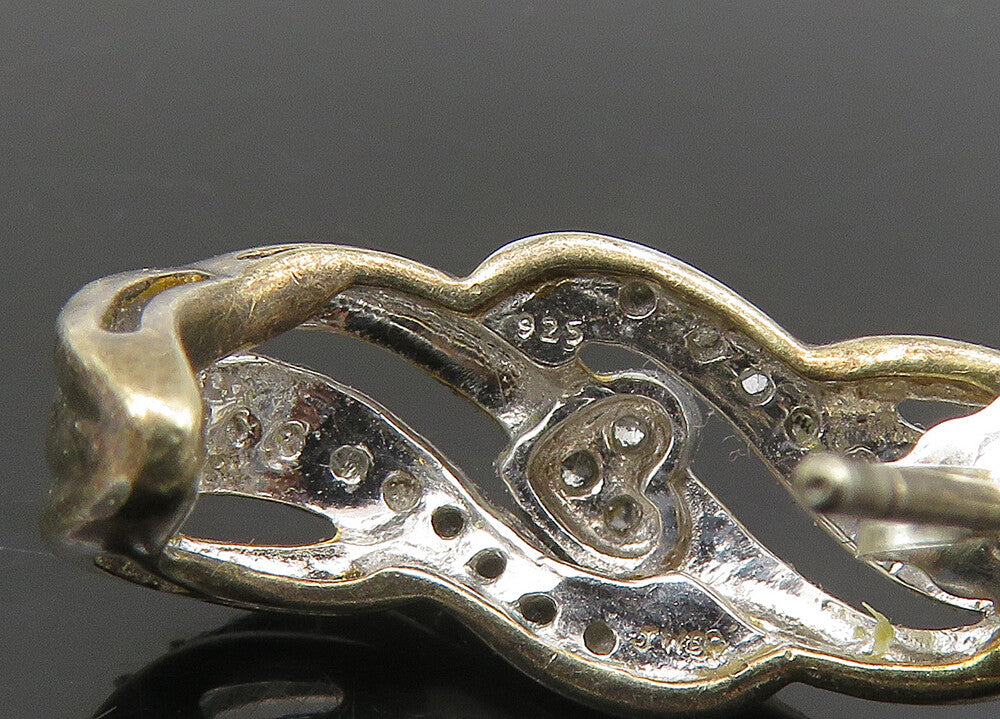 925 Sterling Silver  Vintage Genuine Diamonds Lot Single Earrings  EG11372