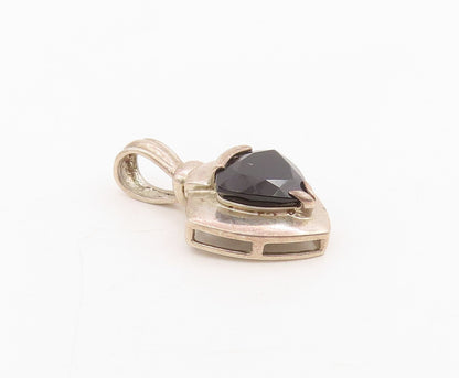 925 Sterling Silver Vintage Pendant Black Onyx Elegant Geometric Charm  PT25742