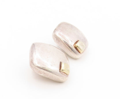 925 Sterling Silver Vintage Earrings Designer Puffed Solid Square Cut  EG13414