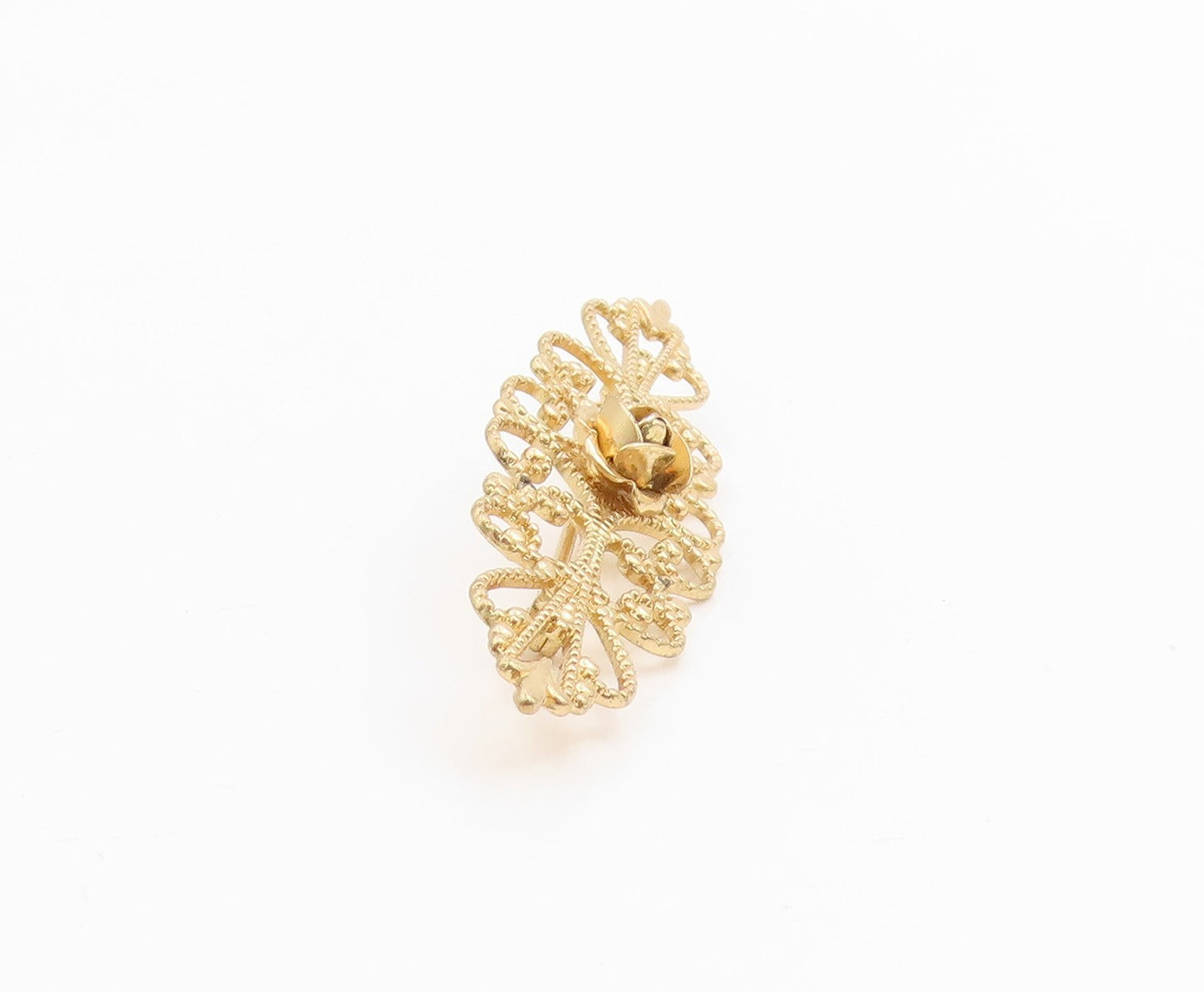 925 Sterling Silver Vintage Brooch BEAU Gold Plated Rose Filigree Pin   BP11973