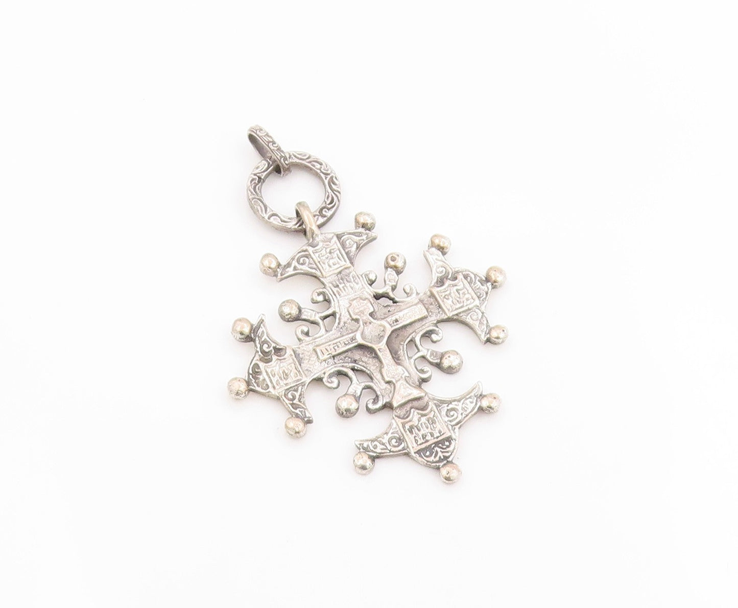 925 Sterling Silver Vintage Pendant Antique Coptic Ethiopian Cross  PT26304