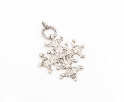 925 Sterling Silver Vintage Pendant Antique Coptic Ethiopian Cross  PT26304