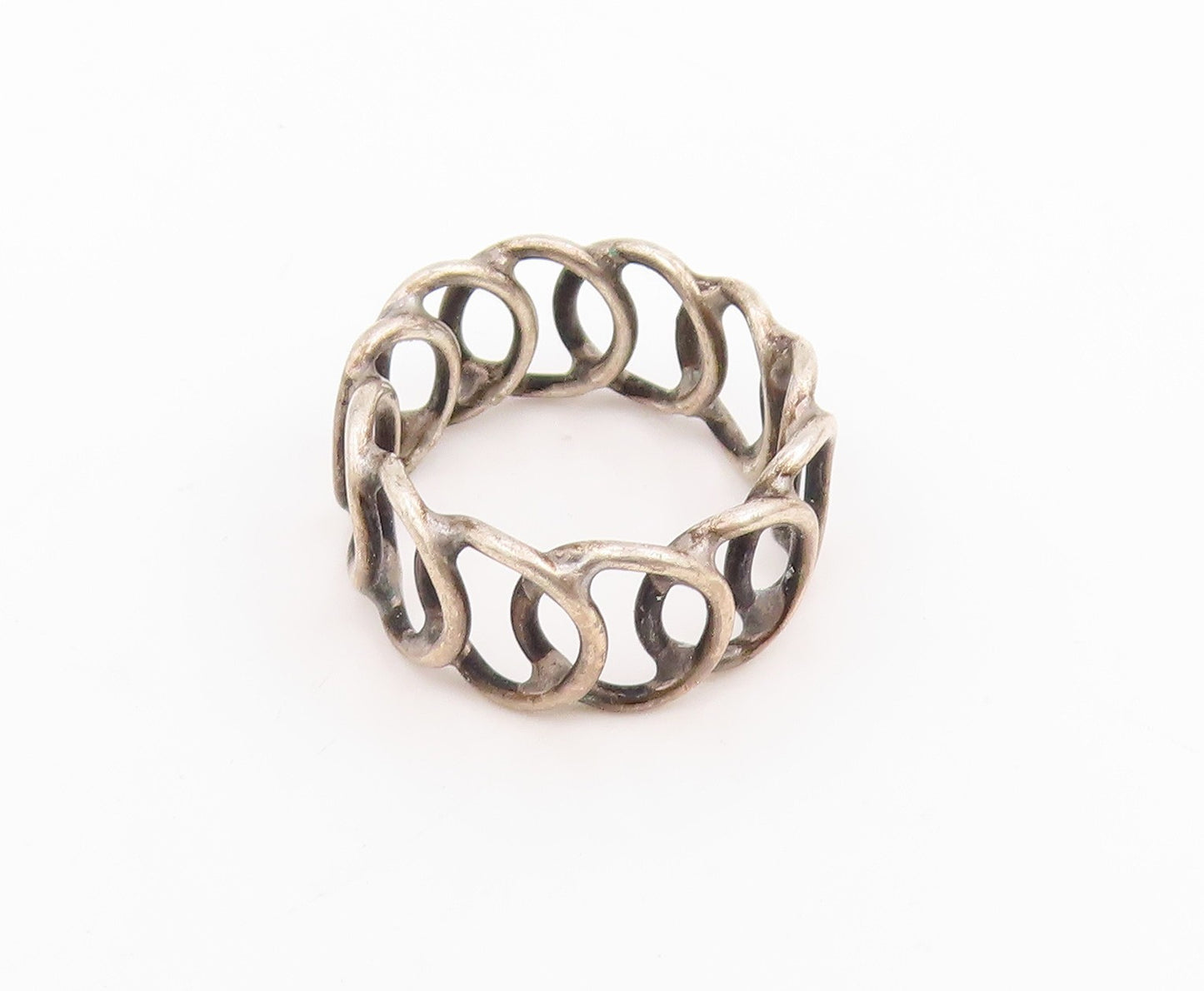 925 Sterling Silver Vintage Ring Interlocking Circles Eternity Sz 5.5 RG33946