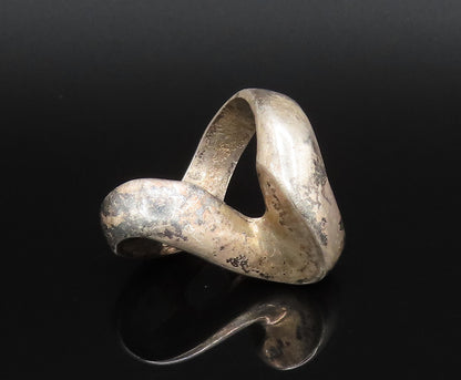 MEXICO 925 Silver  Vintage Modernist Twisted Abstract Ring Sz 6.5  RG25921