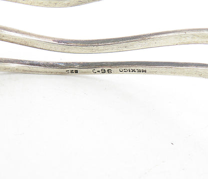MEXICO 925 Sterling Silver  Vintage Shiny Wavy Split Cuff Bracelet  BT3851