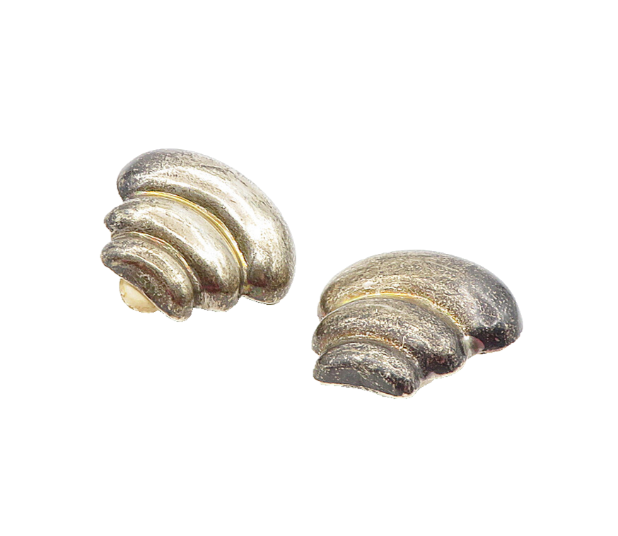 ZINA 925 Silver  Vintage Dark Tone Hollow Fluted Non Pierce Earrings  EG4684