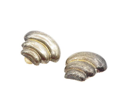 ZINA 925 Silver  Vintage Dark Tone Hollow Fluted Non Pierce Earrings  EG4684