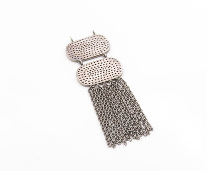 925 Sterling Silver Vintage Pendant Real 1ct Diamonds Chain Tassel  PT26202