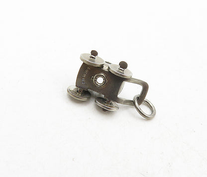 925 Sterling Silver  Vintage Petite Dark Tone Wheel Barrow Pendant  PT6859
