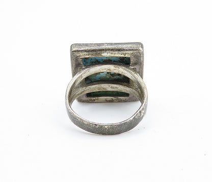 925 Silver  Vintage Antique Mother Of Pearl Square Cocktail Ring Sz 6.5 RG7033