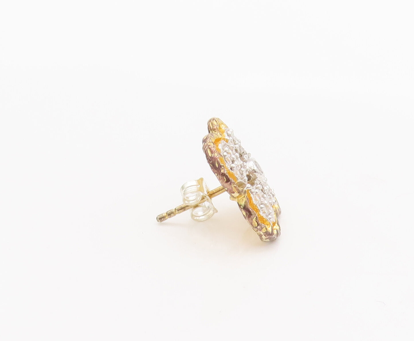 925 Sterling Silver Vintage Earrings Gold Plated Carved Topaz Flower  EG12882