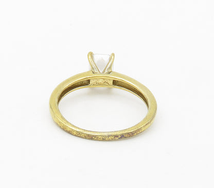 925 Sterling Silver  Topaz Shiny Gold Plated Solitaire Ring Sz 7  RG16621