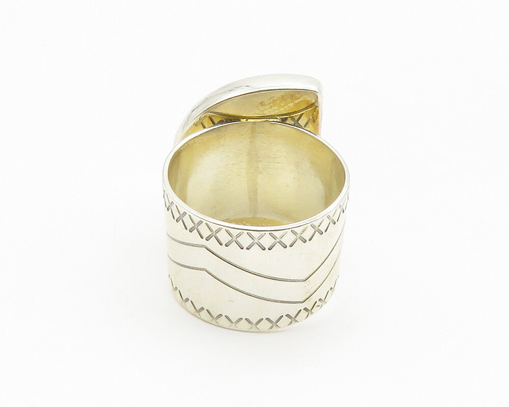 DTR JAY KING 925 Silver  Turquoise Etched Band Cocktail Ring Sz 7  RG14141