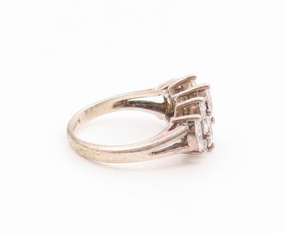 925 Sterling Silver Vintage Ring Marquise & Round Cut CZ Cluster  Sz 7  RG35132