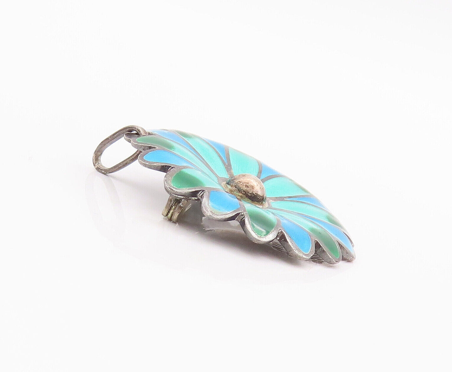 925 Sterling Silver Vintage Brooch Pin MAYA TAXCO Enameled Flower  BP10913