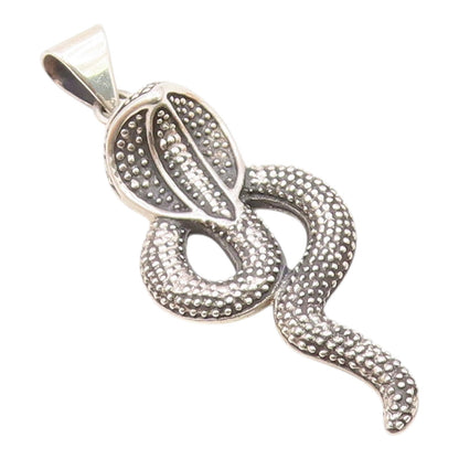 925 Sterling Silver  Vintage Shiny Cobra Snake Motif Pendant  PT19045