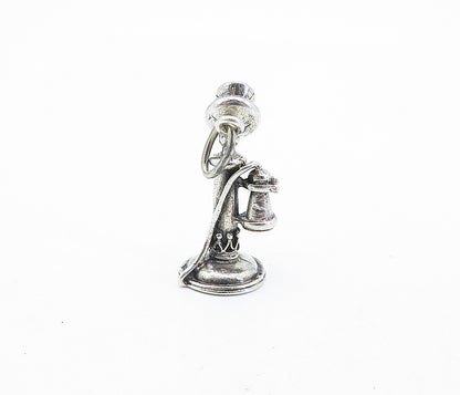BEAU 925 Sterling Silver  Vintage Old Fashioned Telephone Pendant  PT4900