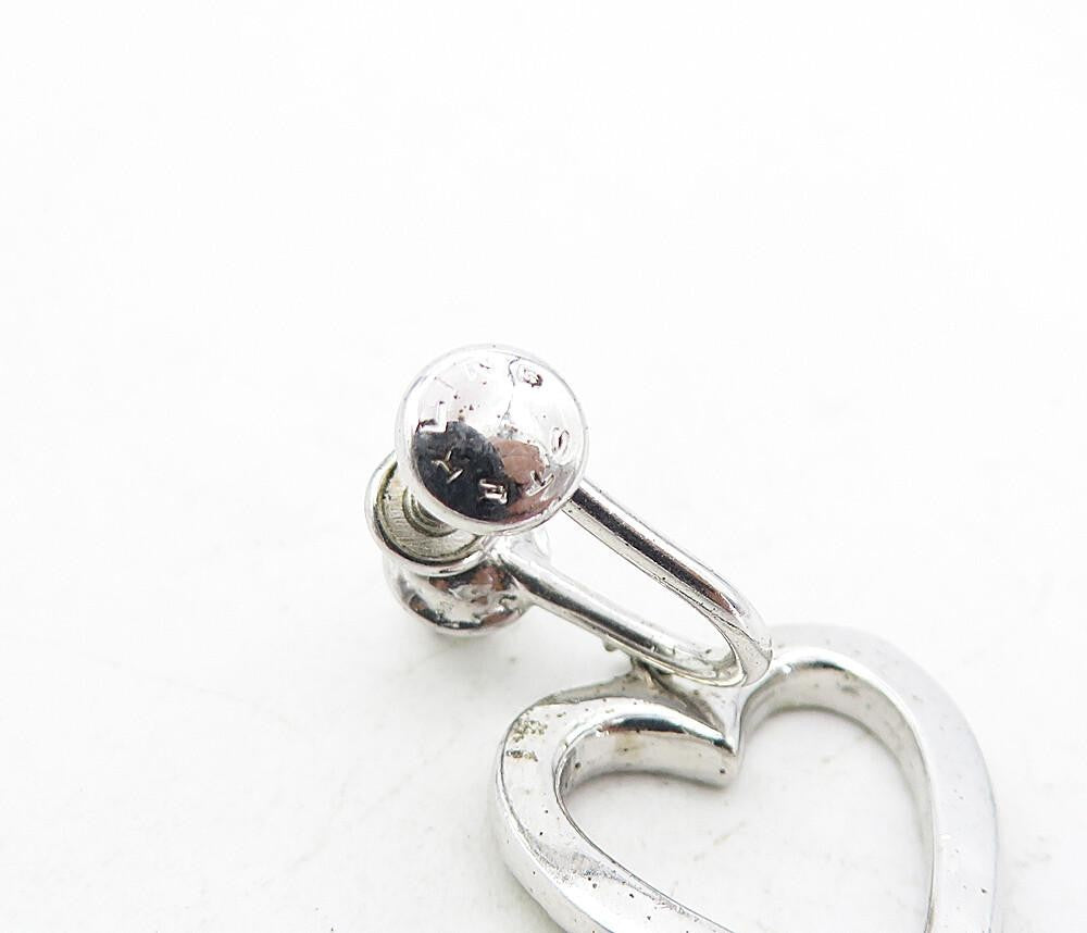 925 Sterling Silver  Vintage Topaz Open Love Heart Non Pierce Earrings  EG4299