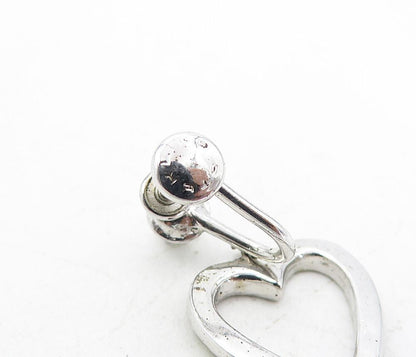 925 Sterling Silver  Vintage Topaz Open Love Heart Non Pierce Earrings  EG4299