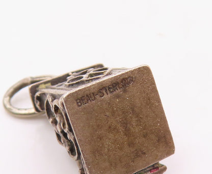 BEAU 925 Silver  Vintage Detailed Antique Cash Register Charm Pendant  PT21719