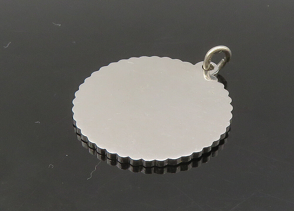 925 Sterling Silver  Vintage Shiny Happy Anniversary Round Pendant  PT18042