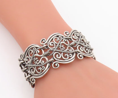 925 Sterling Silver Vintage Bracelet CAROLYN POLLACK Scrollwork Link  BT11865