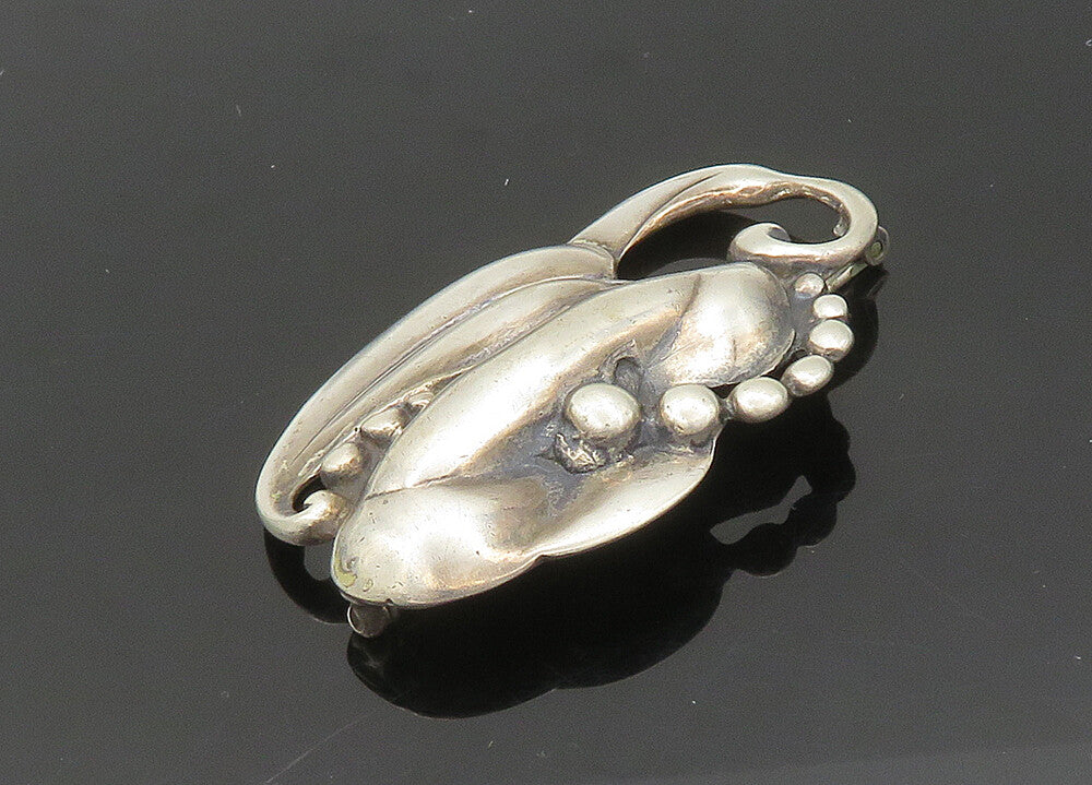 925 Sterling Silver  Vintage Antique Shiny Floral Motif Brooch Pin  BP8171