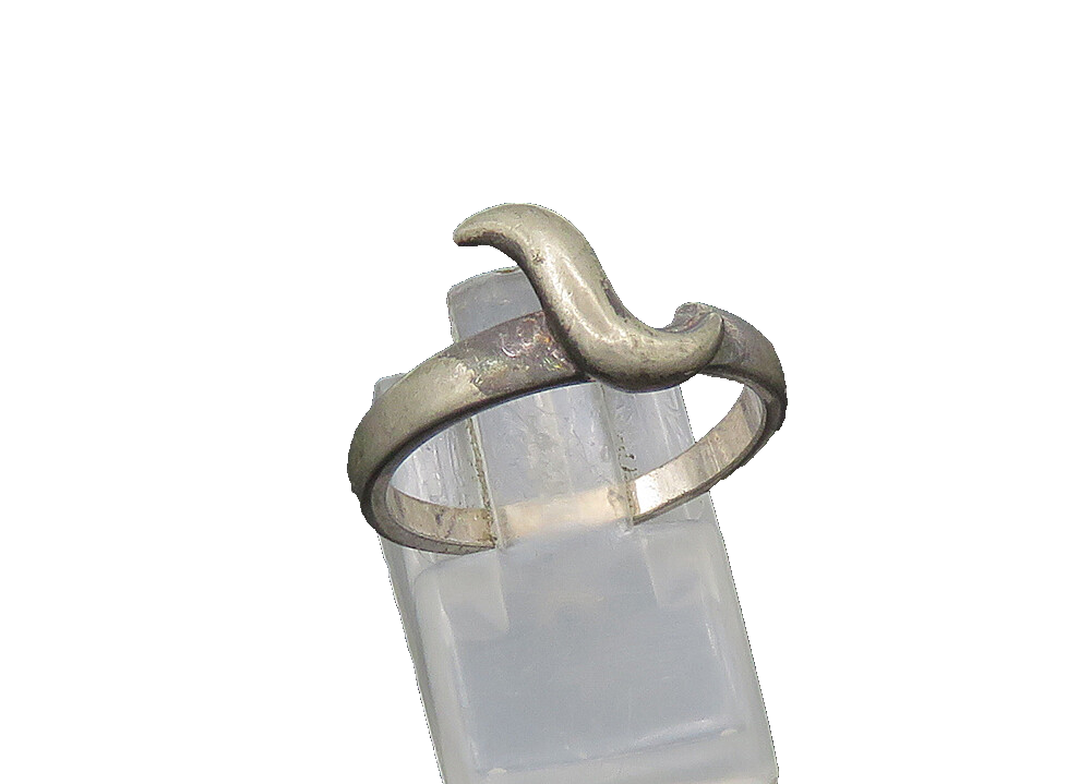 925 Sterling Silver  Vintage Smooth Oxidized Swirl Band Ring Sz 8  RG21422