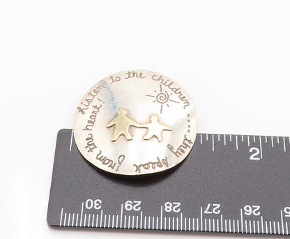 MARGIE LOMBARD 14K GOLD & 925 Silver Vintage Inspirational Brooch Pin BP10122