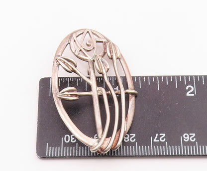 CJL IRELAND 925 Silver  Vintage Openwork Flower Design Brooch Pin  BP9872