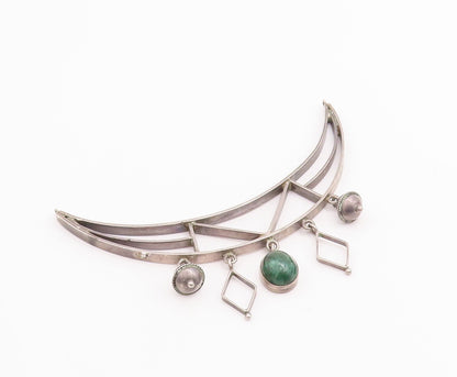 925 Sterling Silver Vintage Pendant ISRAEL Dangling Turquoise Charms  PT23202
