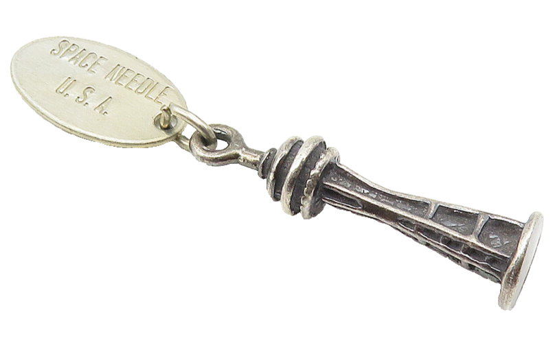 925 Sterling Silver  Vintage Petite Space Needle Tower Drop Pendant  PT8182