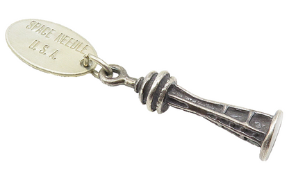 925 Sterling Silver  Vintage Petite Space Needle Tower Drop Pendant  PT8182